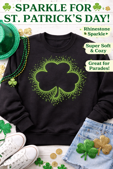 Rhinestone Shamrock Crewneck Sweatshirt